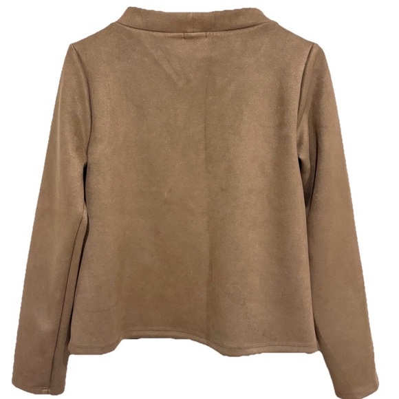 NWOT Women's Ann Taylor Faux Suede Button Trim Top Brown Size XS - Picture 7 of 9